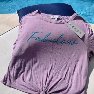 Gaze Cropped Knot Front Graphic T-Shirt Purple